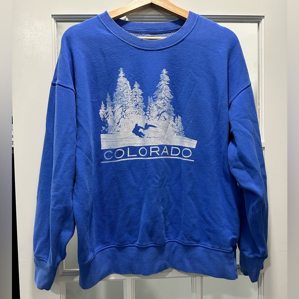 American Eagle Vibrant Blue Colorado Crew Sweatshirt - Size Small